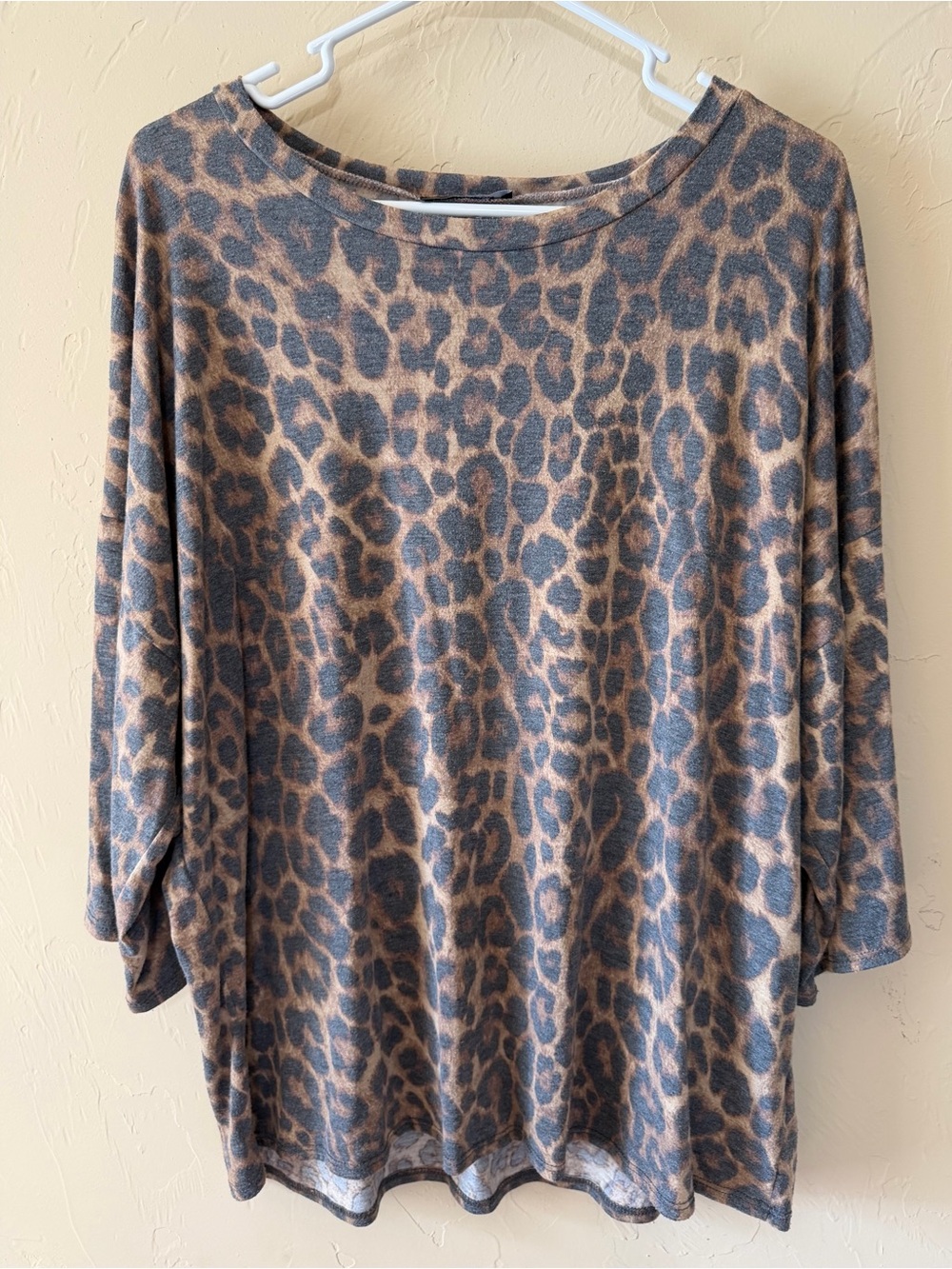 Leopard Print Relaxed Dolman Top - Brown/Black